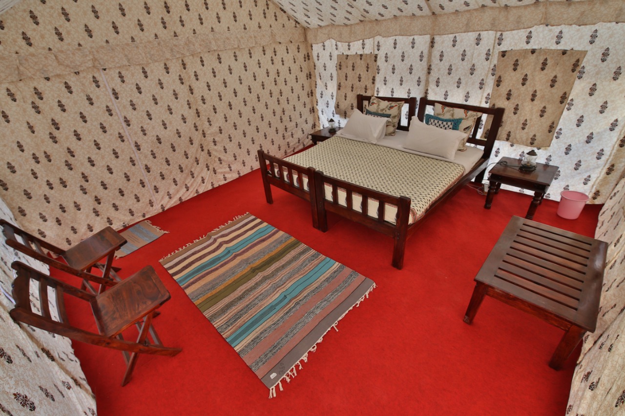 Luxury tent interior and veranda